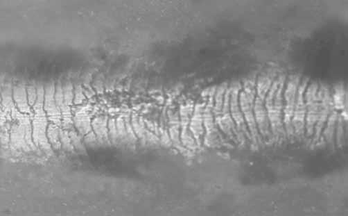 Critical load L C, described adhesion: a) measurements results, b) place of the failure of coatings Podobnie jak w przypadku wartości przyczepności, tak również siły spójności okazały się wyższe dla