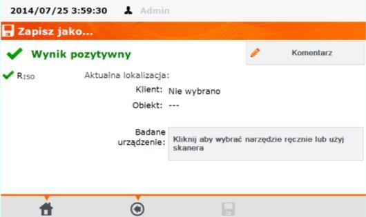 Uwagi: - Zasilanie interfejsu miernika jest podtrzymywane przez wbudowany akumulator do 8 min. po wyłączeniu RCD; należy niezwłocznie włączyć RCD po jego zadziałaniu.