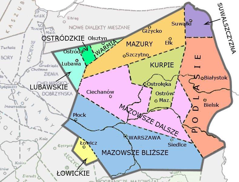 Dialekt mazowiecki Mazurzenie Fonetyka ubezdźwięczniająca międzywyrazowa np. tak_jakby Stwardnienie grupy li w ly np.