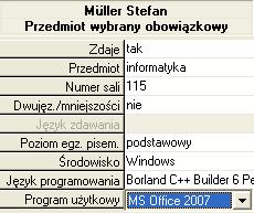 Rys. 25 Wpisując egzaminy dodatkowe należy określić przedmiot