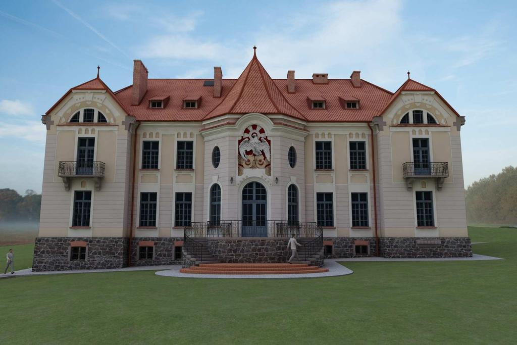 Iluminacja pałacu Tyszkiewiczów w Weryni 175 Podczas komputerowego odwzorowania bryły obiektu zostały wymodelowane takŝe dobrze widoczne dla obserwatorów elementy kute w barierkach schodów i