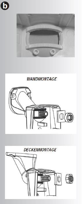 Montaż za pomocą uchwytu montażowego Otwórz czujnik ruchu, jak pokazano na ilustracji. W tym celu należy odblokować blokadę obudowy (3) za pomocą wkrętaka Uwaga: Nie dotykaj czujnika PIR!