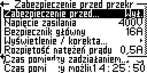 dogrzewacza / Nastawy dogrzewacza / zabezpieczenie przed przekroczeniem mocy. Rys. 36 Dostępne są następujące punkty menu: Zabezpieczenie przed przekroczeniem mocy wł./ wył.