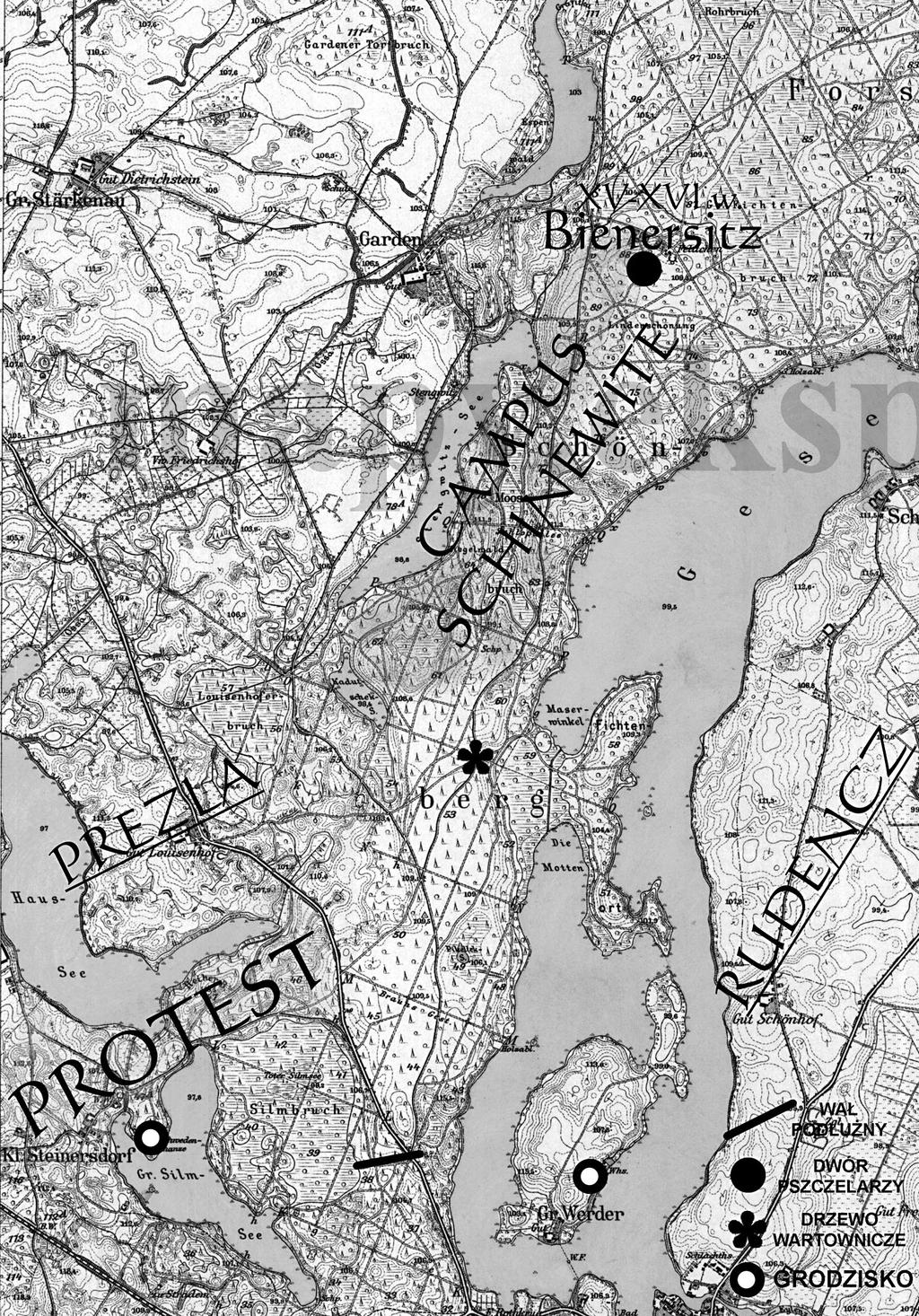 566 Seweryn Szczepański Ryc. 3. Osadnictwo pogranicza włości Prezla i Rudencz (XIII w.