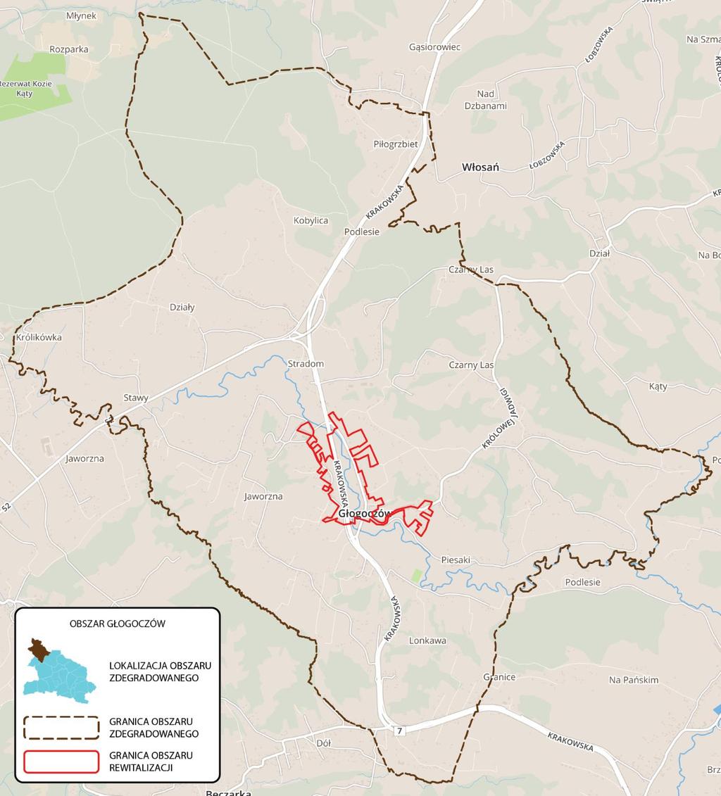 5.3 Podobszar Głogoczów Podobszar Głogoczów obejmuje centrum sołectwa wraz z przyległymi terenami.