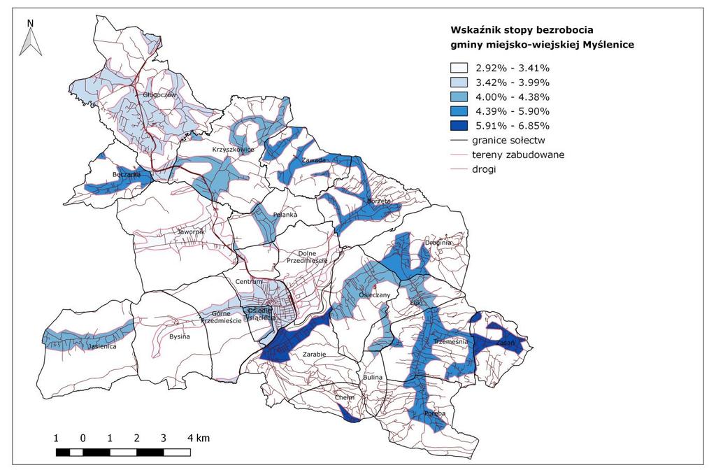 GMINNY PROGRAM REWITALIZACJI GMINY MYŚLENICE Mapa 4.