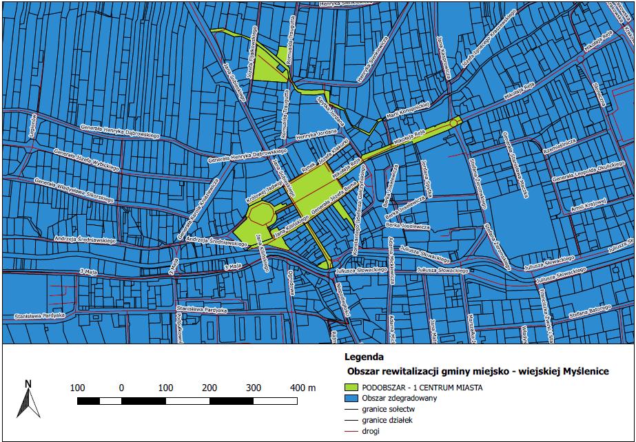 GMINNY PROGRAM REWITALIZACJI GMINY MYŚLENICE Mapa