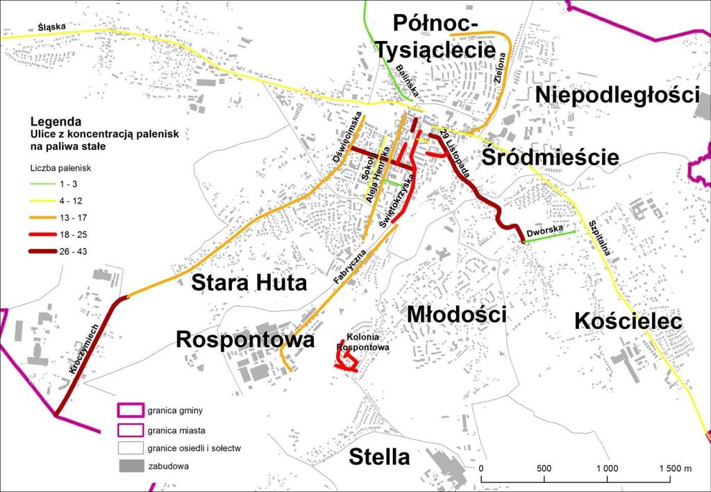 4.1). Dane dotyczące palenisk otrzymane od zarządców nieruchomości (wielorodzinnych) dotyczą tylko części obiektów, w dodatku część z danych została przekazana jedynie w postaci zbiorczej.
