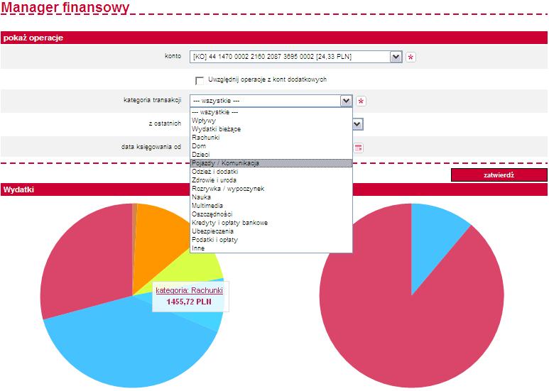 Manager finansowy Do managera finansowego wybranego konta można przejść korzystając z opcji eurobank online manager finansowy oraz wybierając link manager finansowy na ekranie szczegółów konta lub na