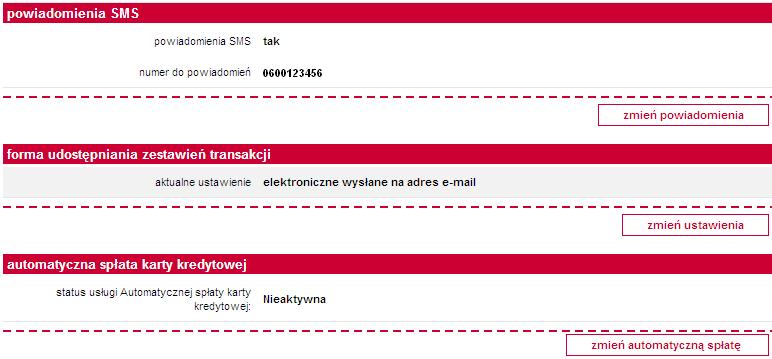 Stan zadłużenia Rozwijając opcję karty kredytowe stan