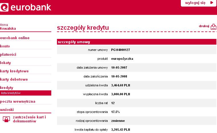 Dla wybranych produktów jest możliwość zmiany ustawienia powiadomień SMS przypominających o terminie spłaty raty.