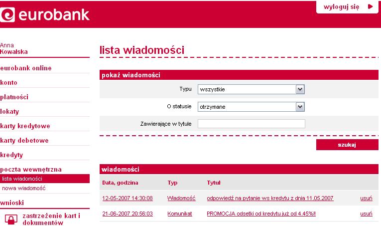 znaleźć informację o nowych wiadomościach w swojej skrzynce.