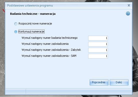 13. Ustalić numery startowe dokumentów generowanych przez program (BTP).