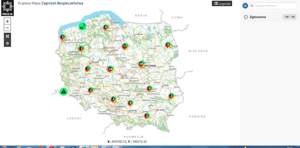 KRAJOWA MAPA ZAGROŻEŃ BEZPIECZEŃSTWA INSTRUKCJA OBSŁUGI PANELU OPERATORA POLICJI Aby zatwierdzić zgłoszenia obywateli należy wejść na serwis mapowy - Panel Operatora Policji 8.