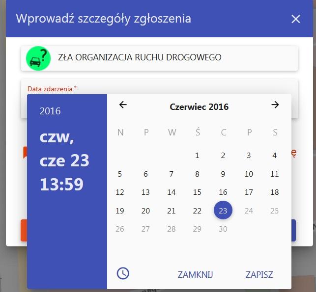 Ukarze nam się okno z możliwością wyboru daty, wybieramy datę najeżdżając kursorem myszy i zatwierdzamy jednokrotnym kliknięciem lewym klawiszem myszy.