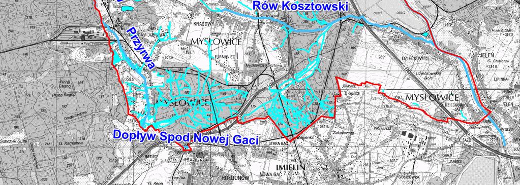 Od miejsca, w którym wpada do niej Brynica w Sosnowcu stanowi granicę między Zagłębiem Dąbrowskim a wschodnim terenem Górnego Śląska (wcześniej tę granicę stanowi właśnie Brynica).
