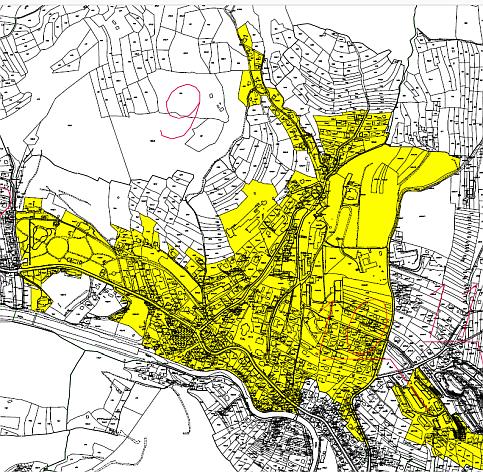 Rysunek 22. Podobszar rewitalizacji Szczawnica Centrum obrys działek (1:2 000) Opracowanie: Ageos, Piotr Piszczek Tabela 13.