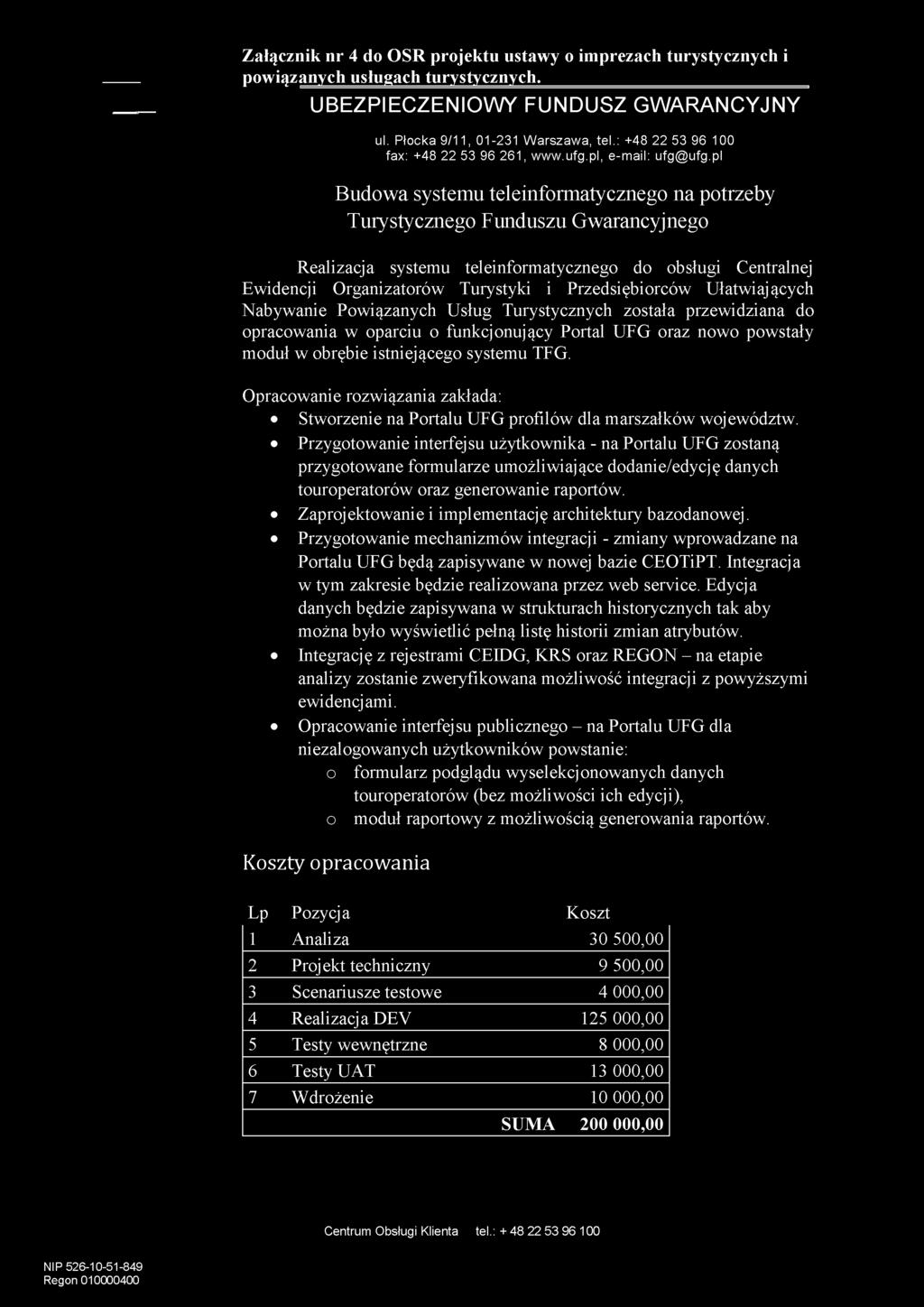 pl Budowa systemu teleinformatycznego na potrzeby Turystycznego Funduszu Gwarancyjnego Realizacja systemu teleinformatycznego do obsługi Centralnej Ewidencji Organizatorów Turystyki i Przedsiębiorców