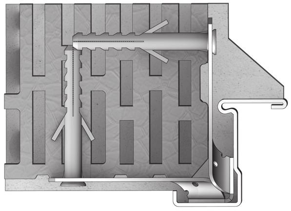 DTR + Instrukcja obsługi 4.2. Montaż P375 w ścianie murowanej za pomocą śrub i kołków rozporowych (rys. 4.2.1 i 4.2.2) Rozgiąć kotwy montażowe zgodnie z rysunkiem (patrz rys. 4.2.1), przewidzieć miejsce na skrzynki ochronne znajdujące się w ościeżnicy - kaseta zamka i bolca antywyważeniowego (wykuć odpowiednio).