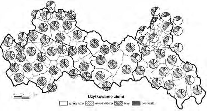Paweł Kretowicz Przestrzenne zróżnicowanie użytkowania ziemi na poziomie wsi Przemiany społeczno-gospodarcze w Beskidzie Niskim w ostatnich stuleciach ukształtowały zasadniczo odmienną strukturę