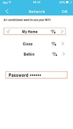 EN 7. Select your own WiFi network, for example My Home (the picture is only for reference). 8. Enter your own WiFi router password and click OK. 9.