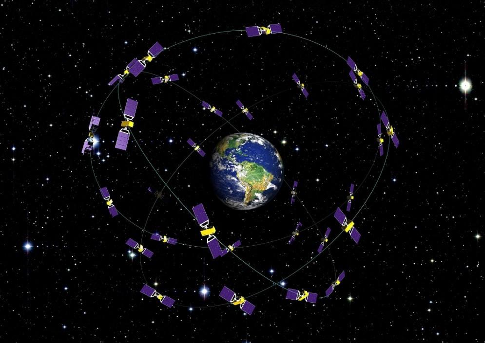 GALILEO GALILEO SEGMENT KOSMICZNY 30 satelitów MEO (Medium Earth Orbit), 27 rozmieszczonych co 40 stopni oraz 3 aktywne satelity zapasowe, 3 orbity o nachyleniu 56 na wysokości 23 616 km, Czas obiegu
