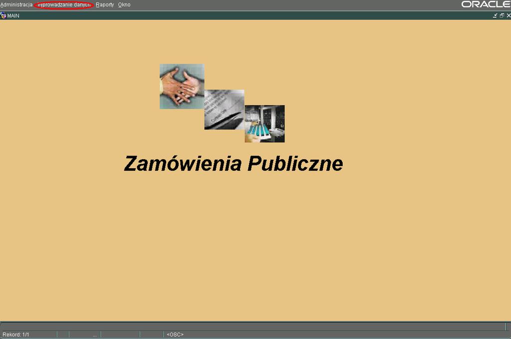 Zamówienia publiczne Instrukcja użytkowania Spis treści: 1. Działanie programu. 2. Wprowadzanie danych. 3. Wyszukiwanie kodów CPV i CPC. 4. Wyszukiwanie informacji w trybie zapytań. 5.