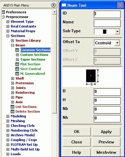 Ta opcja da nam informacje wyjściowe o siłach i momentach w węzłach każdego elementu. Klikamy 'Close' w oknie dialogowym 'Element Types' i zamykamy menu 'Element Type'. 5.