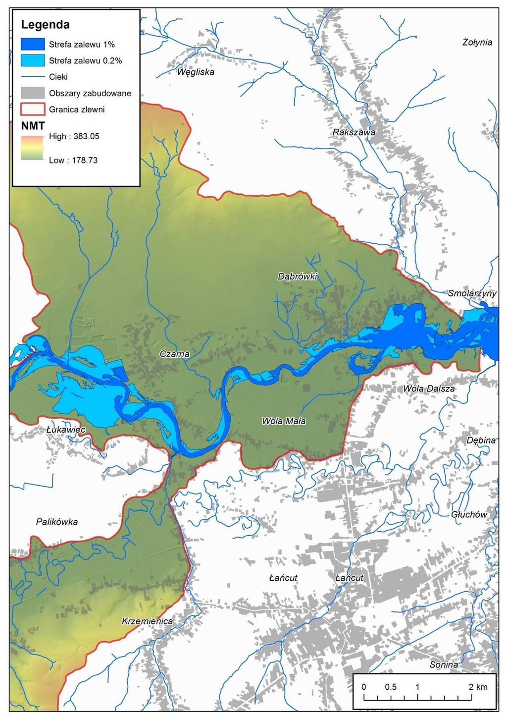 110 Ryc. 93. Mapa aktualnego zagrożenia powodziowego w zlewni Wisłoka (cz.