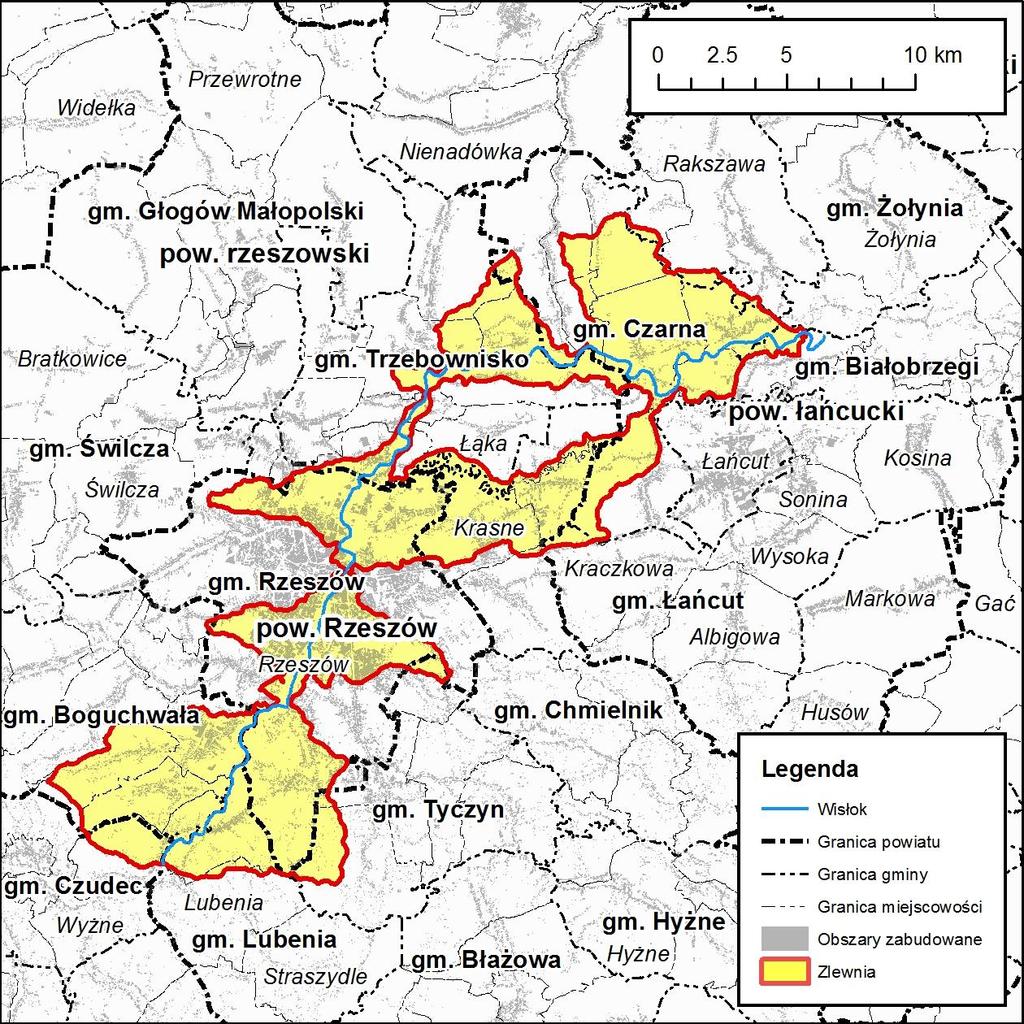 Ryc. 3. Mapa podziału administracyjnego zlewni Wisłoka (Z01). 2.