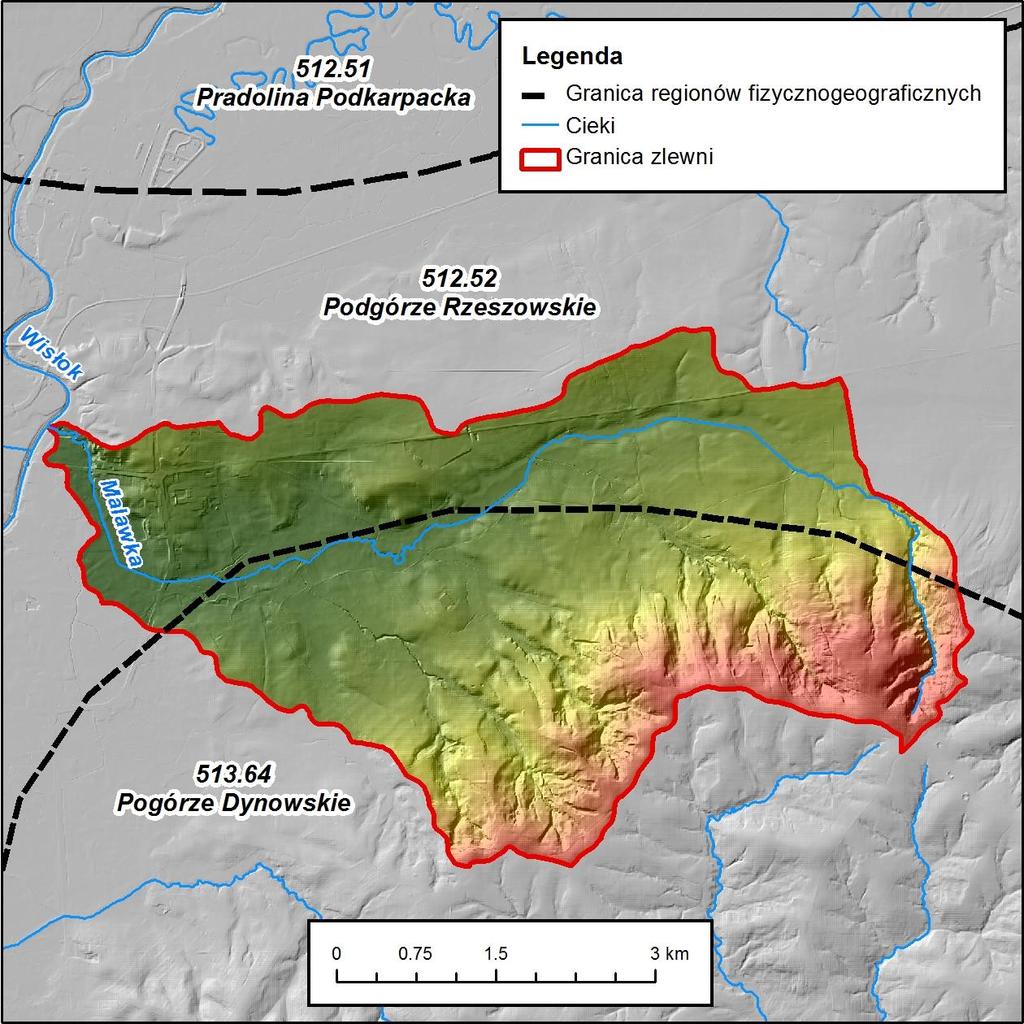 2. Fizjografia Zlewnia Młynówki, inaczej zwanej Malawką (MPHP), położona jest w obrębie dwóch regionów fizycznogeograficznych.