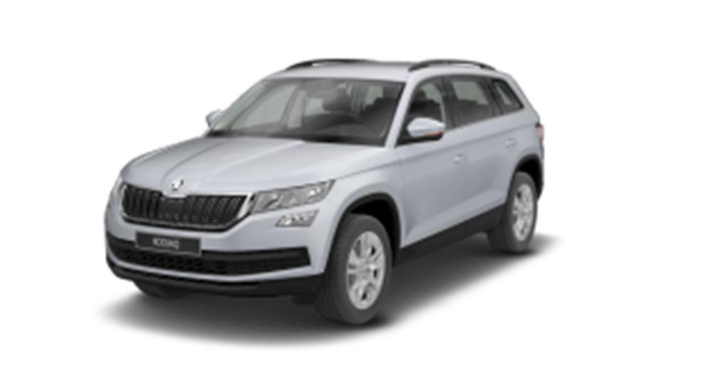 ŠKODA Kodiaq Ambition Kolor: Biel Moon Metalizowany Wersja wnętrza: Czarny ID Konfiguracji: SA1248110 Silnik: 2,0 TDI 110 kw (150 KM) 6- biegowa manualna 4x4 podstawowa: koloru nadwozia: Wyposażenie