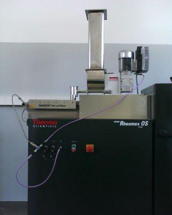 a) b) Figure 2. Illustration of: a) a twin screw extruder - HAAKE Reomex OS PTW 16; b) laboratory pneumatic injection molding machine - ZAMAK WT-12 ZMK/102/09.