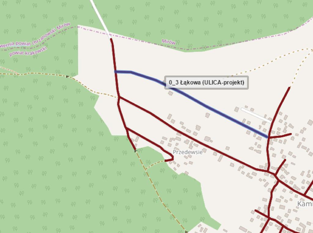 3. DROGA GMINNA WEWNĘTRZNA działki nr 610 i 640, nawierzchnia nieutwardzona. Przebieg drogi: od ulicy Za Wsią w kierunku zachodnim do ulicy Mirowskiej.