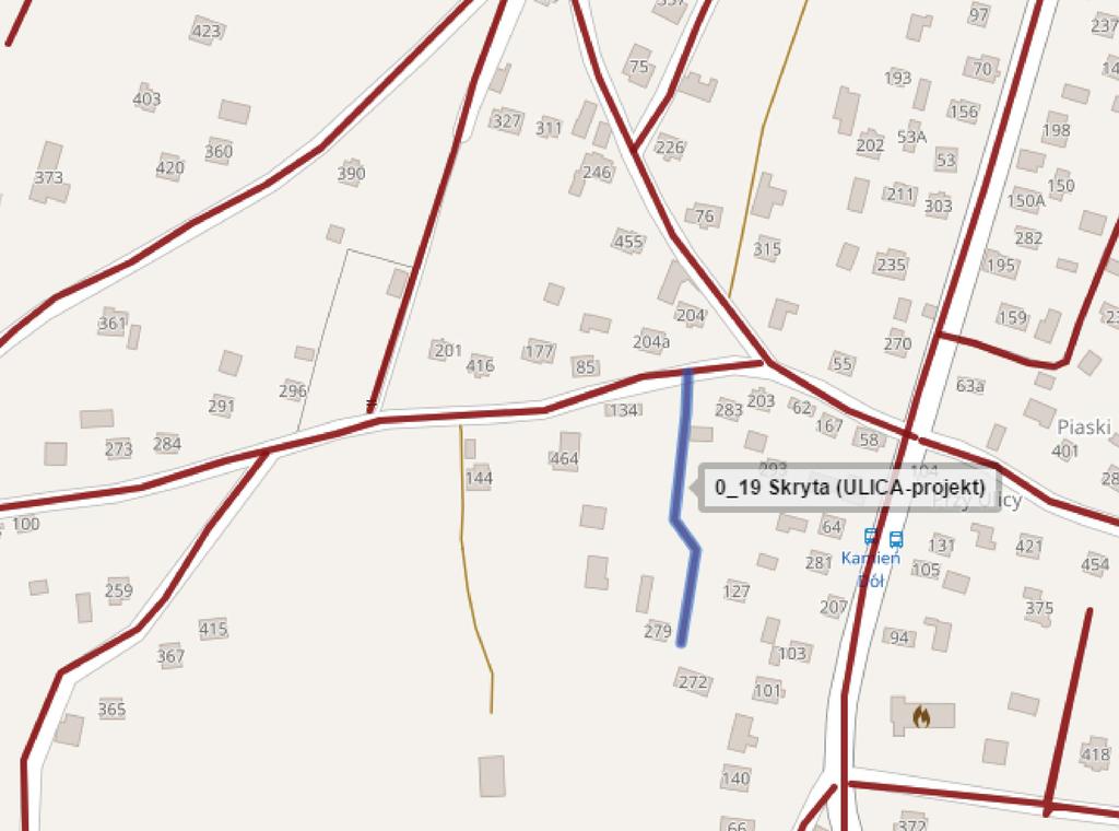 19. DROGA WEWNĘTRZNA PRYWATNA działka nr 1848, nawierzchnia utwardzona (destrukt).