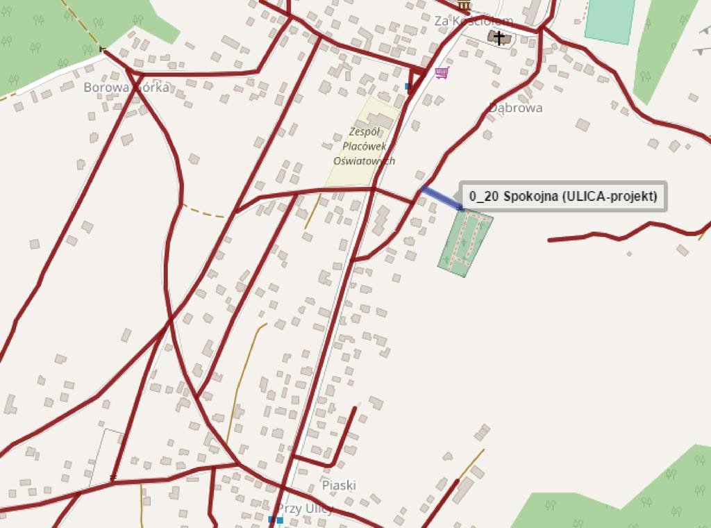 20. DROGA GMINNA WEWNĘTRZNA działka nr 1711/2, nawierzchnia asfaltowa. Przebieg drogi: od ulicy Kanoniczej w kierunku cmentarza.