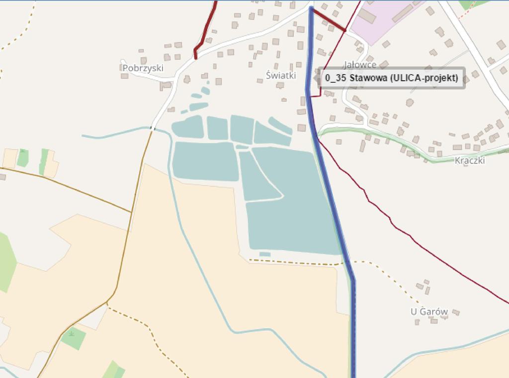 35. DROGA GMINNA WEWNĘTRZNA działka nr 2038, nawierzchnia asfaltowa, częściowo utwardzona (destrukt).