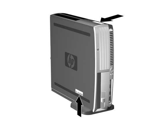 Elementy produktu Poło enie numeru seryjnego i numeru identyfikacyjnego produktu Każdemu komputerowi typu ultra-slim desktop nadano unikatowy numer seryjny oraz numer identyfikacyjny produktu, które