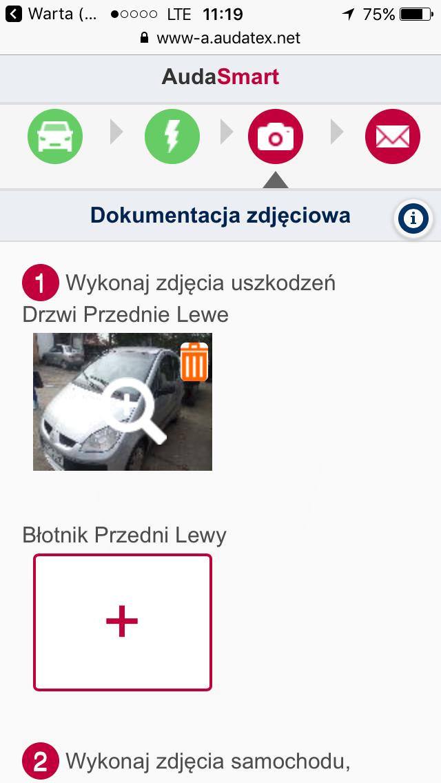 44 Wykonywanie zdjęć uszkodzeń krok 3 Po wykonaniu bądź wybraniu zdjęć