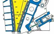 Nastawianie szczeliny Szczelinę nastawia się wkładkami nastawczymi, które eliminują zużycie kruszarki szczękowej. Nastawianie jest ułatwione cylindrami hydraulicznymi z ręczną pompką.