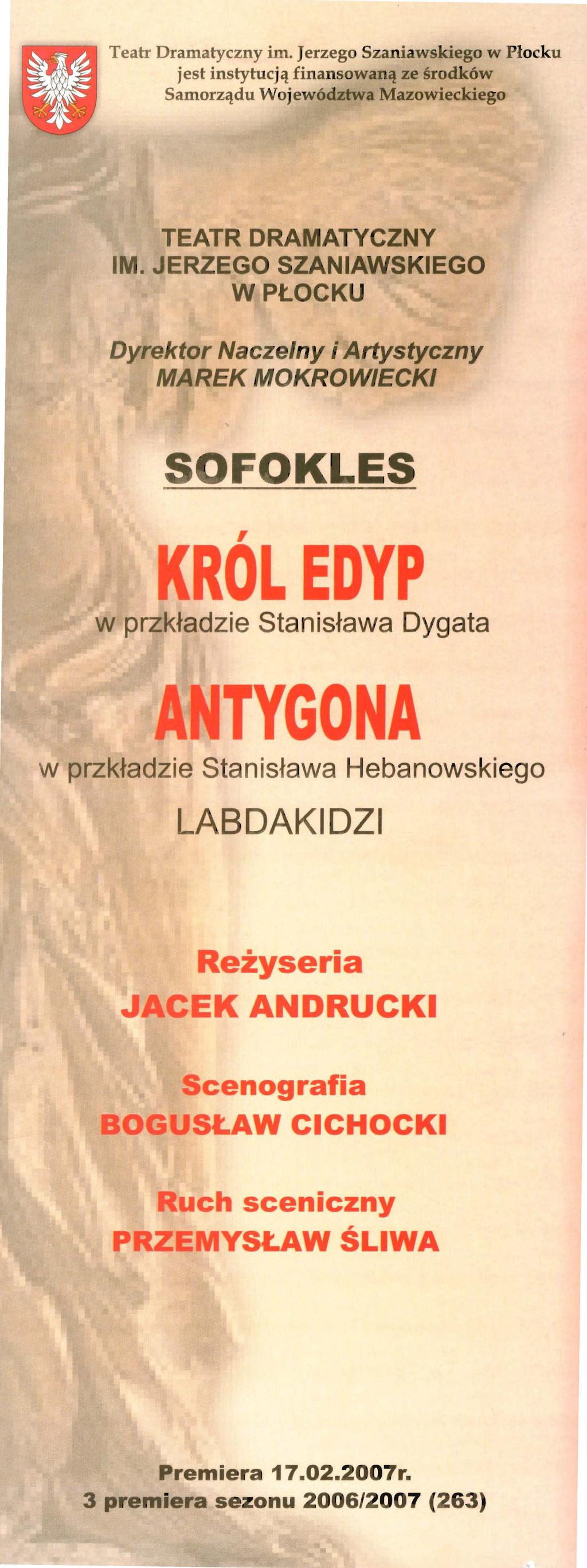 llw!wjlll Teatr Dramatyczny im. Jerzego Szaniawskiego w P łocku jest instytucją finansowaną ze środków Samorządu Województwa Mazowieckiego TEATR DRAMATYCZNY IM.