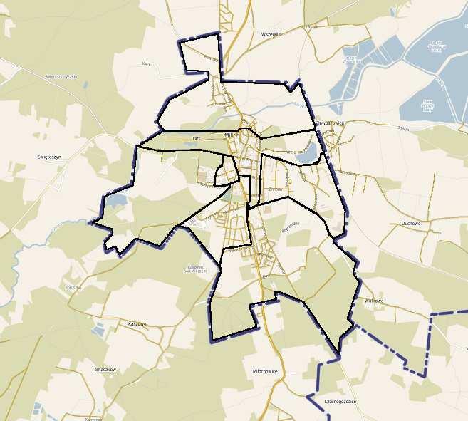 sołectw i ulic miasta (stref) - wyznaczenie dla sołectw i ulic miasta