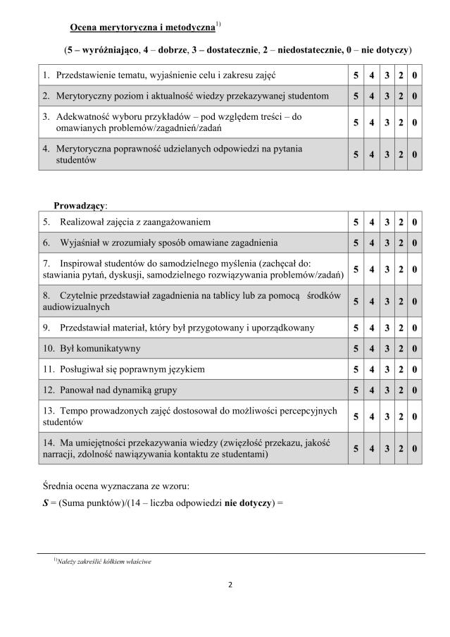 3.2. Hospitacje Po raz drugi hospitacje przeprowadzono posługując się nowym