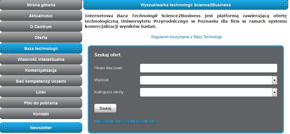 BAZA TECHNOLOGII na stronie www Centrum