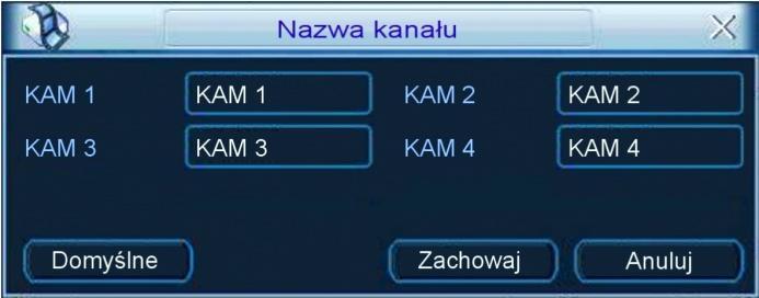 STRUKTURA MENU I OPIS DOSTĘPNYCH FUNKCJI Rys. 5-20. Zmiana nazw kanałów. Wykonanie zmiany będzie natychmiastowe tylko dla podglądu na lokalnym monitorze.