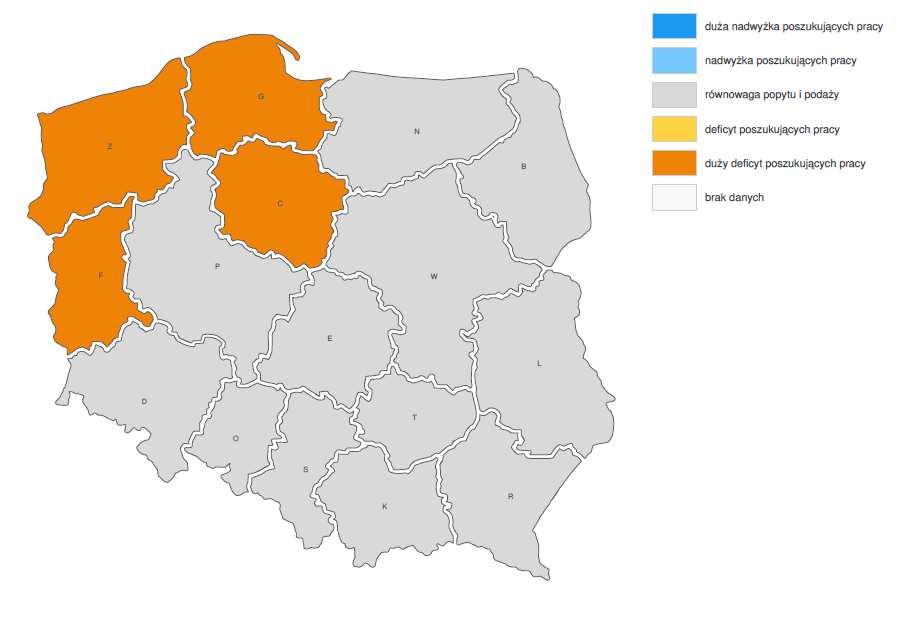 Wykres 3. Prognoza na 2017 w Polsce. Relacja między dostępną siłą roboczą a zapotrzebowaniem na pracowników MECHANIK MASZYN I URZĄDZEŃ. Wykres 4.