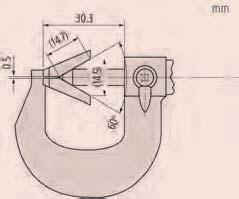 Mikrometr z kowadełkiem pryzmowym Dokładność Patrz tabele Podziałka 0,01 mm, 0.001" lub 0.
