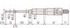 Mikrometr do rowków wewnętrznych Seria 146 Mikrometr do pomiaru rowków wewnętrznych Przeznaczony do pomiarów poprzecznych podcięć i odsadzeń w otworach itp.