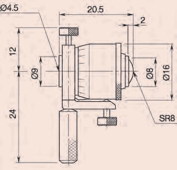 Średnicówki mikrometryczne dwupunktowe analogowe Dokładność ±(6+L/50) μm* *L = Maksymalna długość pomiaru (mm) ±[0.0003+0.00005 (L/2)]" Podziałka 0,01 mm lub 0.