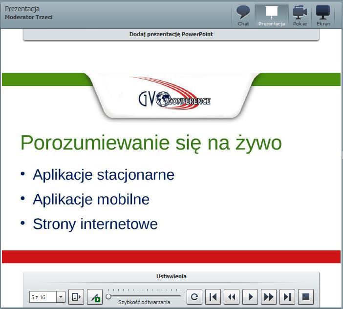 W okienku z numerami wybierasz jeden slajd ze swojej prezentacji. W tym miejscu również widzisz, który slajd omawiasz podczas prezentacji.